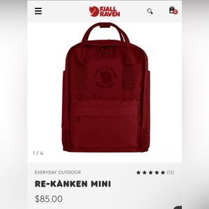 NWT Fjällräven Kånken Mini Red Backpack
